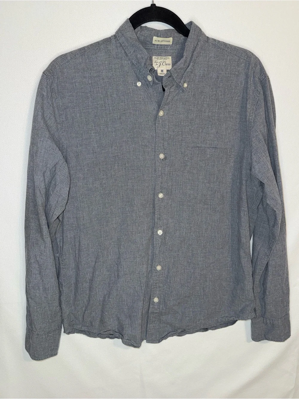 J. Crew Men’s LS Button-Down Slim Untucked Shirt in Blue Gray Size Medium